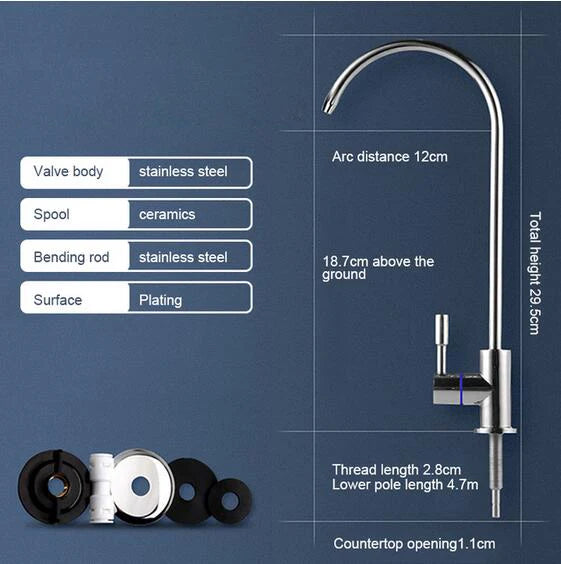 Stainless Steel Water Purifier Faucet – Lead-Free Drinking Tap for RO Systems AE