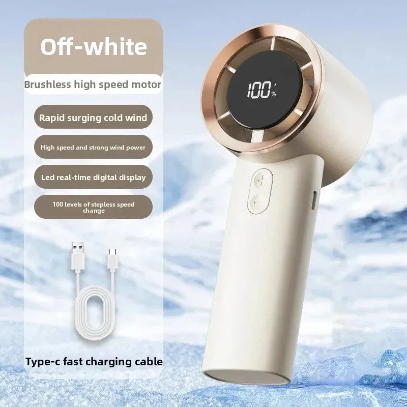 AeroFlow A-H200D High-Speed Portable Handheld Fan – USB-C Rechargeable Mini Fan with Brushless Motor & Digital Display - Wahtrends