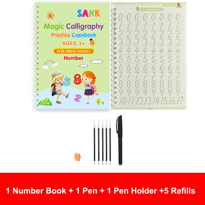 SANK Magic Practice Copybook Set – Reusable Grooved Handwriting Workbooks AE