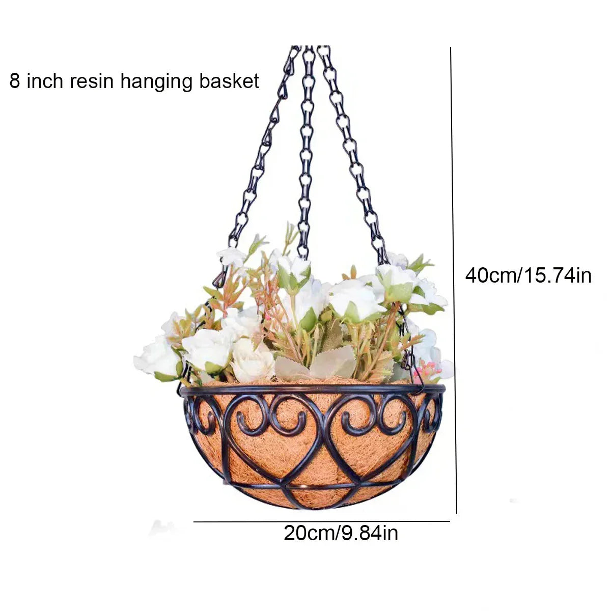 Minimalist Resin Coconut Palm Hanging Basket Flower Pot - Fashionable Lightweight Indoor/Outdoor Hanging Planter for Home Garden Balcony Decor - Wahtrends