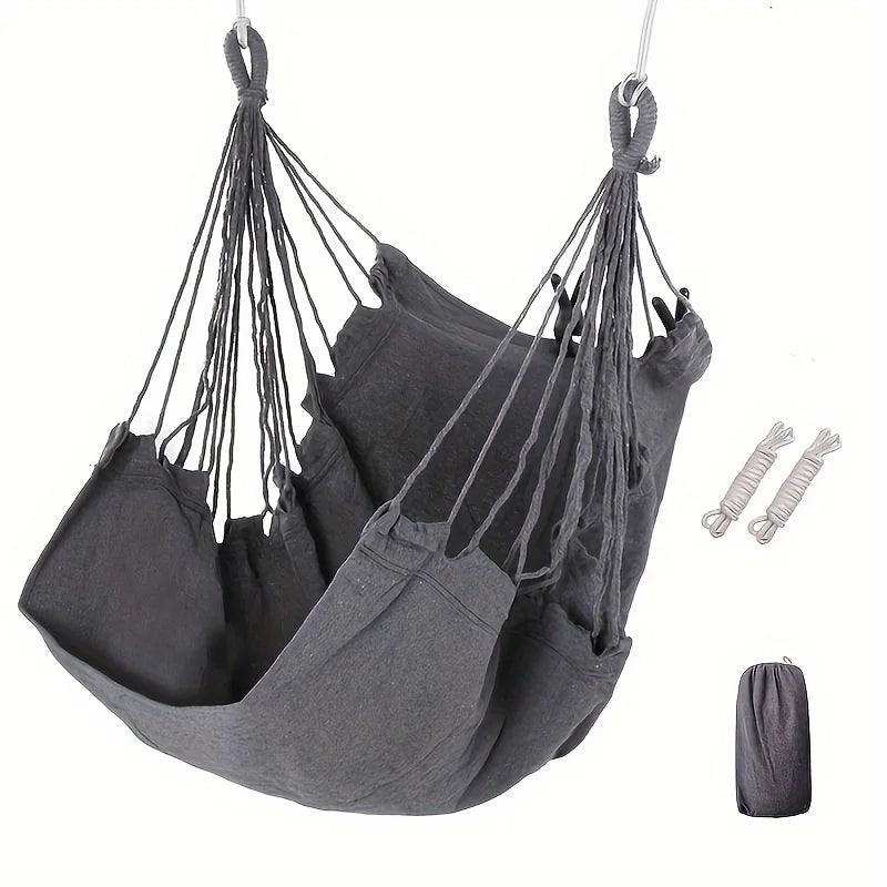 Anti-Rollover Canvas Hammock Chair—Portable Outdoor Swing Seat with Storage Bag AE