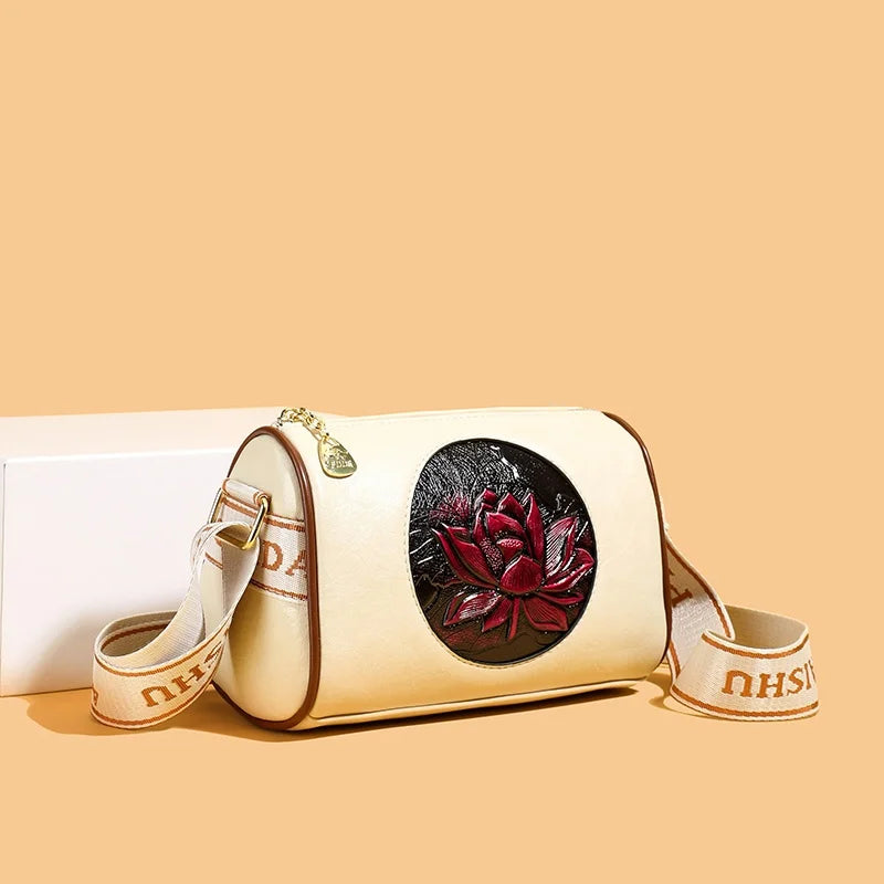 Bohemian Soft-Touch Crossbody Bag | Vintage Floral Vegan Leather Multi-Pocket Shoulder Tote - Wahtrends