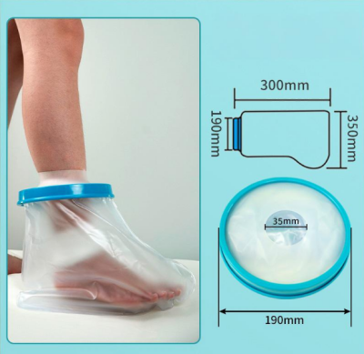 Foot Waterproof Shower Sleeve for Adults – Reusable Cast Protector for Ankle, Foot & Toe During Bathing or Water Activities (Blue) Wahtrends