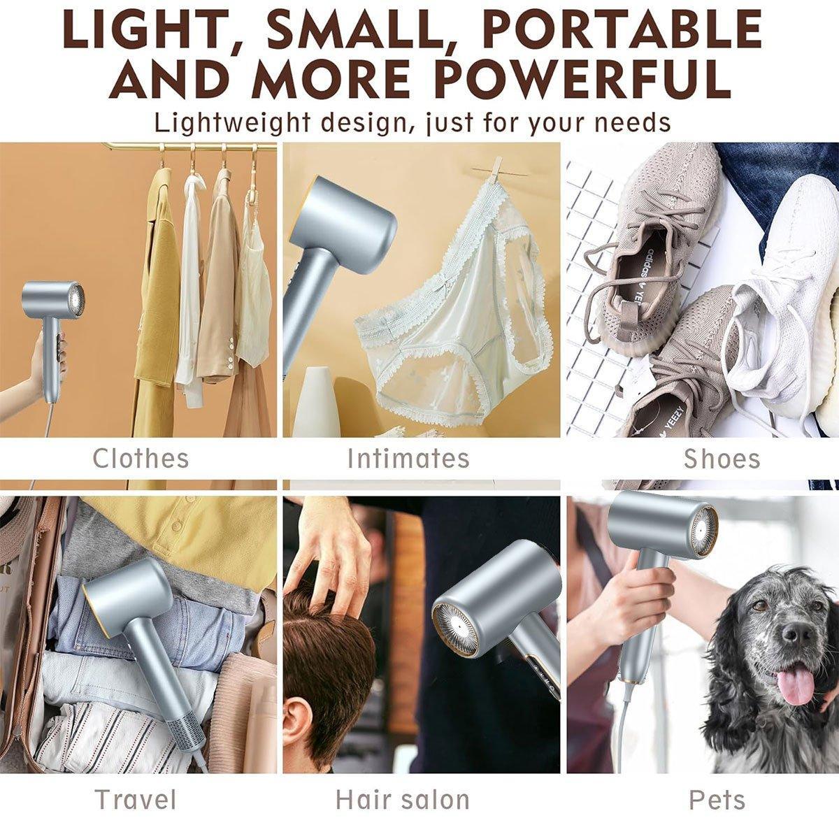 Hair Dryer Lightweight Quiet 2400W | Blue Ray Fast Dry - Wahtrends