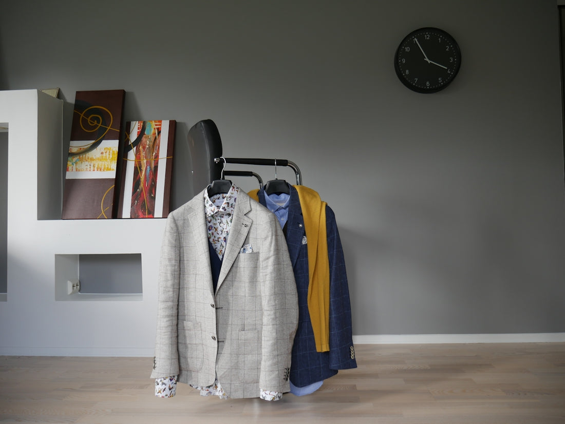 blue and white dress shirt