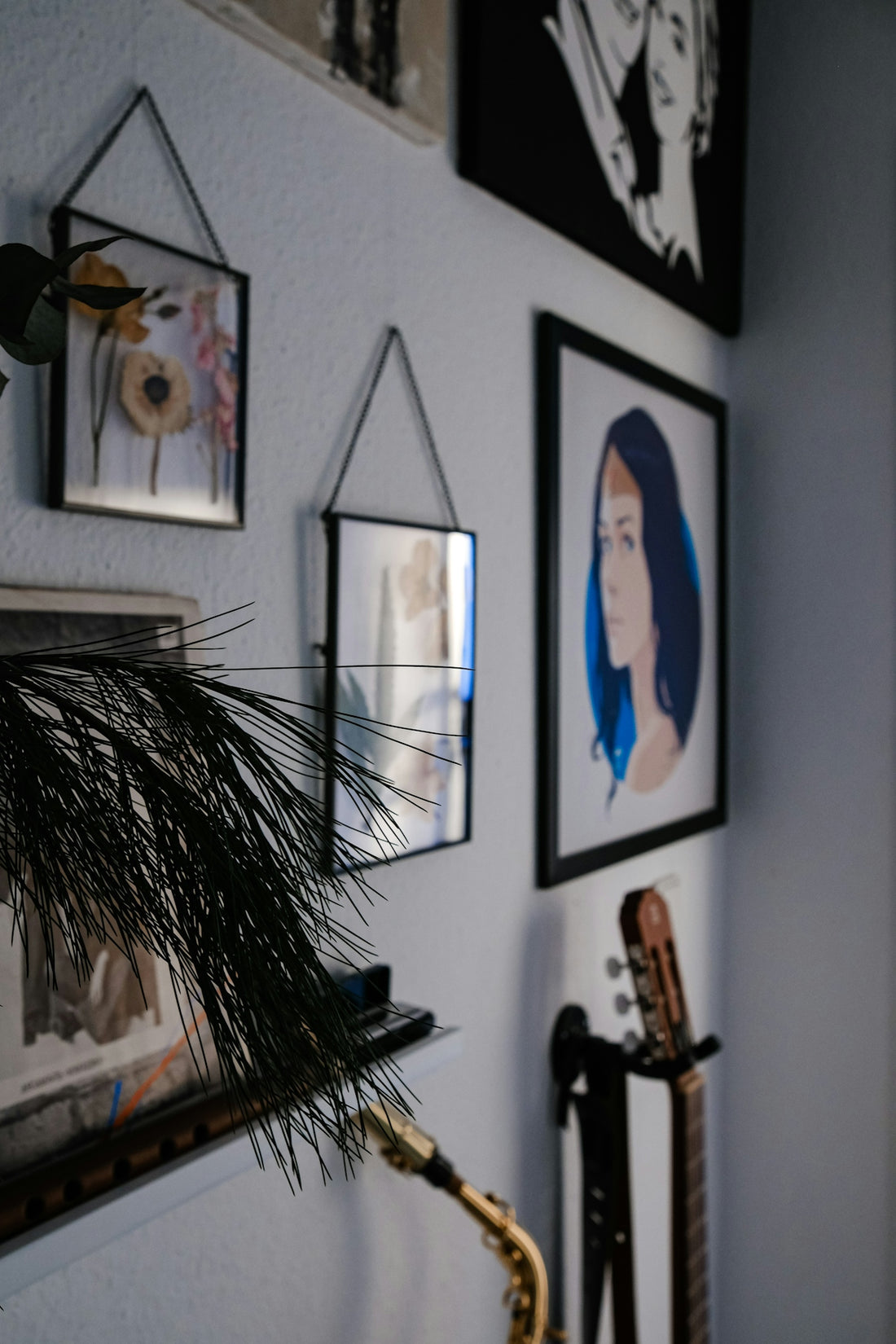 a wall with a bunch of pictures on it