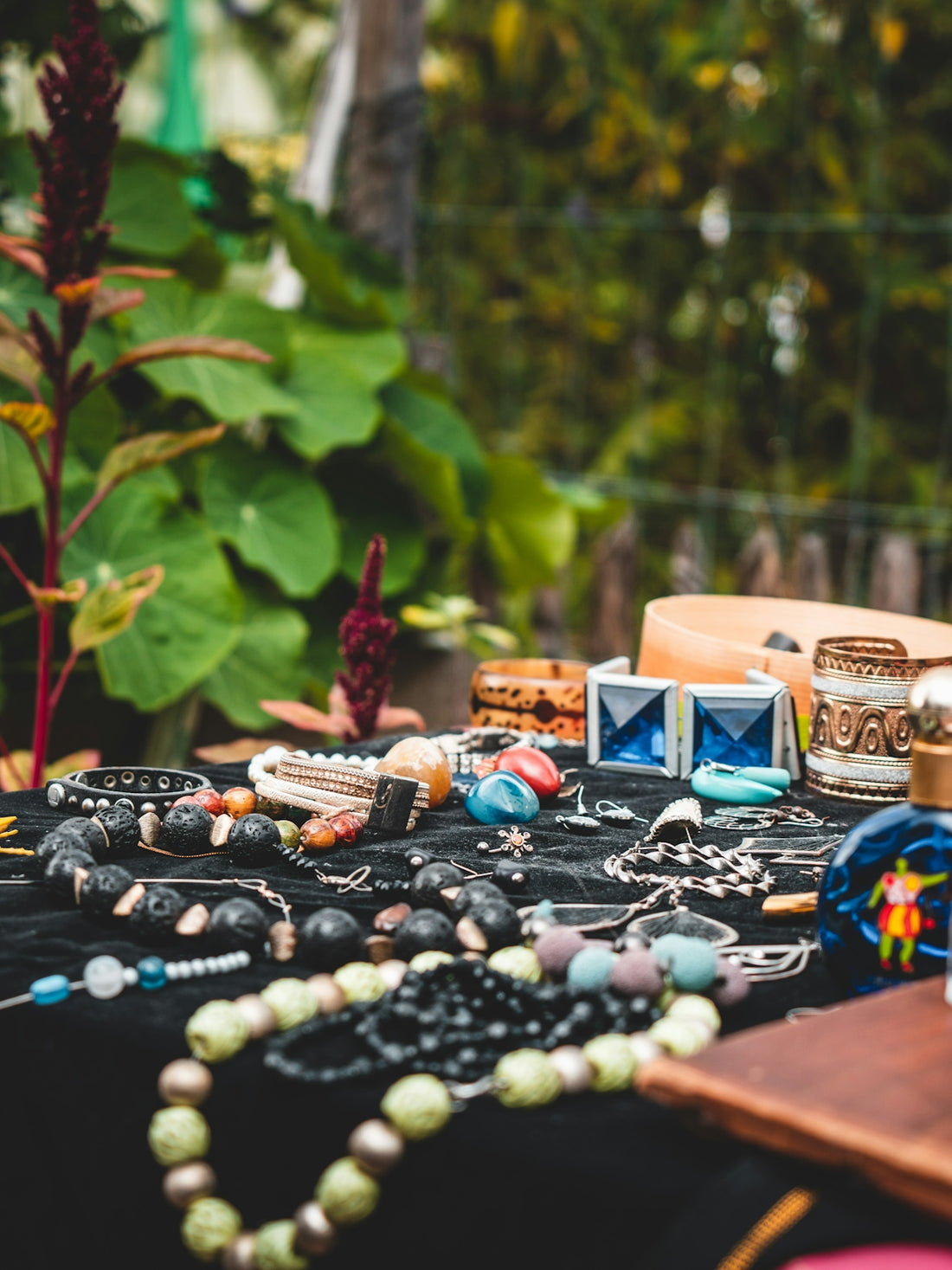a table with a variety of objects on it