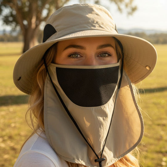 UV Protection Bucket Hat with Neck Flap | Outdoor Fishing Hiking Camping Visor | Breathable Quick-Dry Sun Hat Men Women - Wahtrends