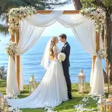 Elegant Sheer Chiffon Wedding Arch Draping Curtain Backdrop for Ceremony Décor - Wahtrends