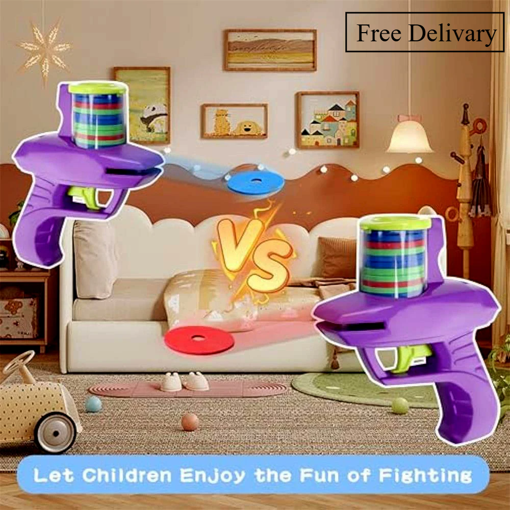 Duo-Launch Foam Disc Shooter Set | Safe Toys Gun for Kids AE