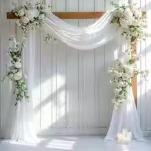 Elegant Sheer Chiffon Wedding Arch Draping Curtain Backdrop for Ceremony Décor - Wahtrends