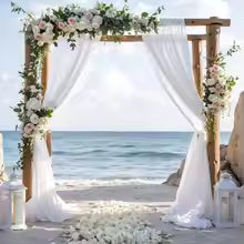 Elegant Sheer Chiffon Wedding Arch Draping Curtain Backdrop for Ceremony Décor - Wahtrends