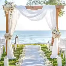 Elegant Sheer Chiffon Wedding Arch Draping Curtain Backdrop for Ceremony Décor - Wahtrends