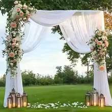 Elegant Sheer Chiffon Wedding Arch Draping Curtain Backdrop for Ceremony Décor - Wahtrends