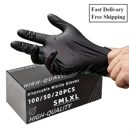 Professional Black Nitrile Disposable Gloves – Heavy Duty. Powder Free AE