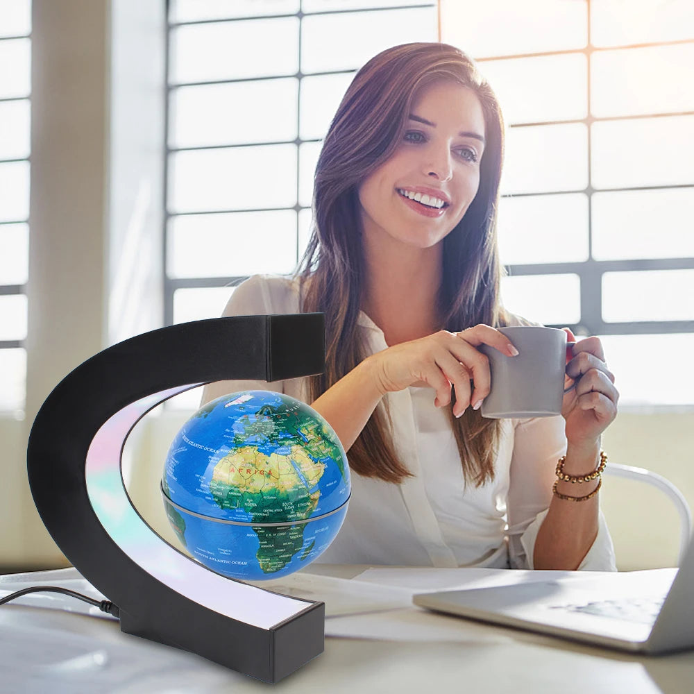 Levitating Magnetic Globe Light—Anti-Gravity Floating World Map LED Desk Lamp AE