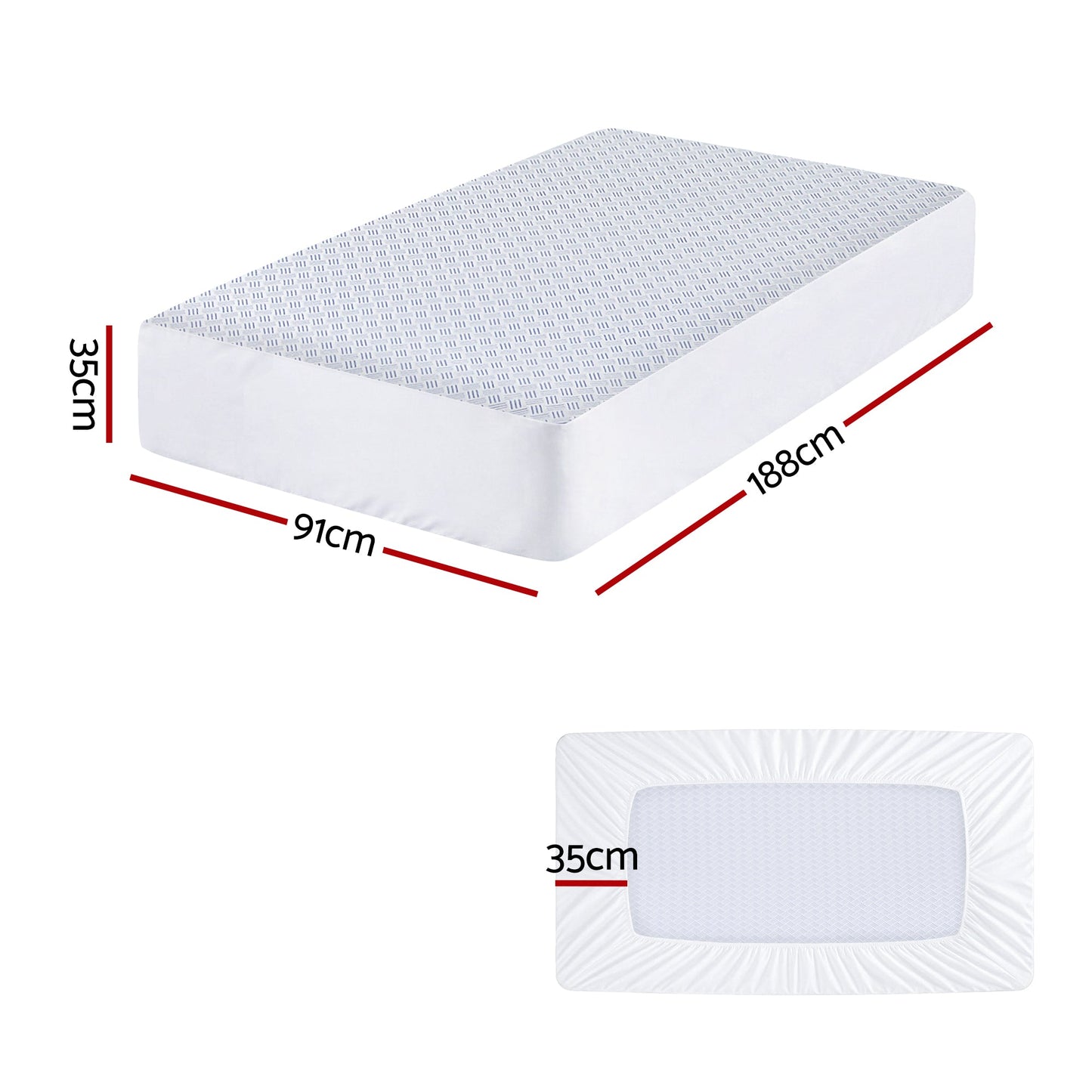 Giselle Cooling Mattress Protector Waterproof Deep Pocket Fitted Cover Single Wahtrends