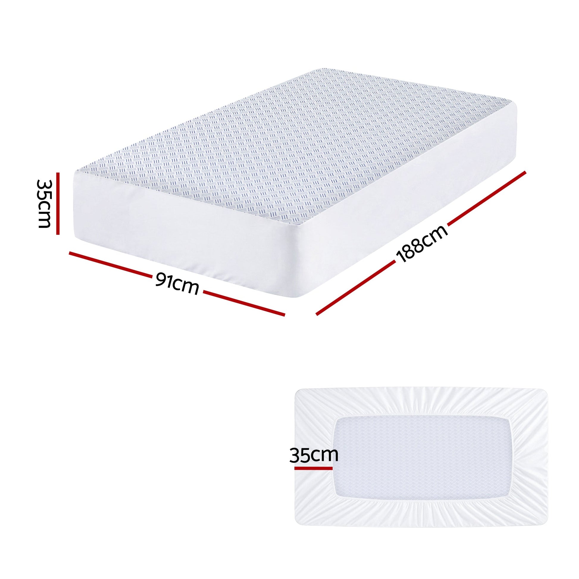 Giselle Cooling Mattress Protector Waterproof Deep Pocket Fitted Cover Single Wahtrends