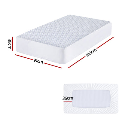 Giselle Cooling Mattress Protector Waterproof Deep Pocket Fitted Cover Single Wahtrends