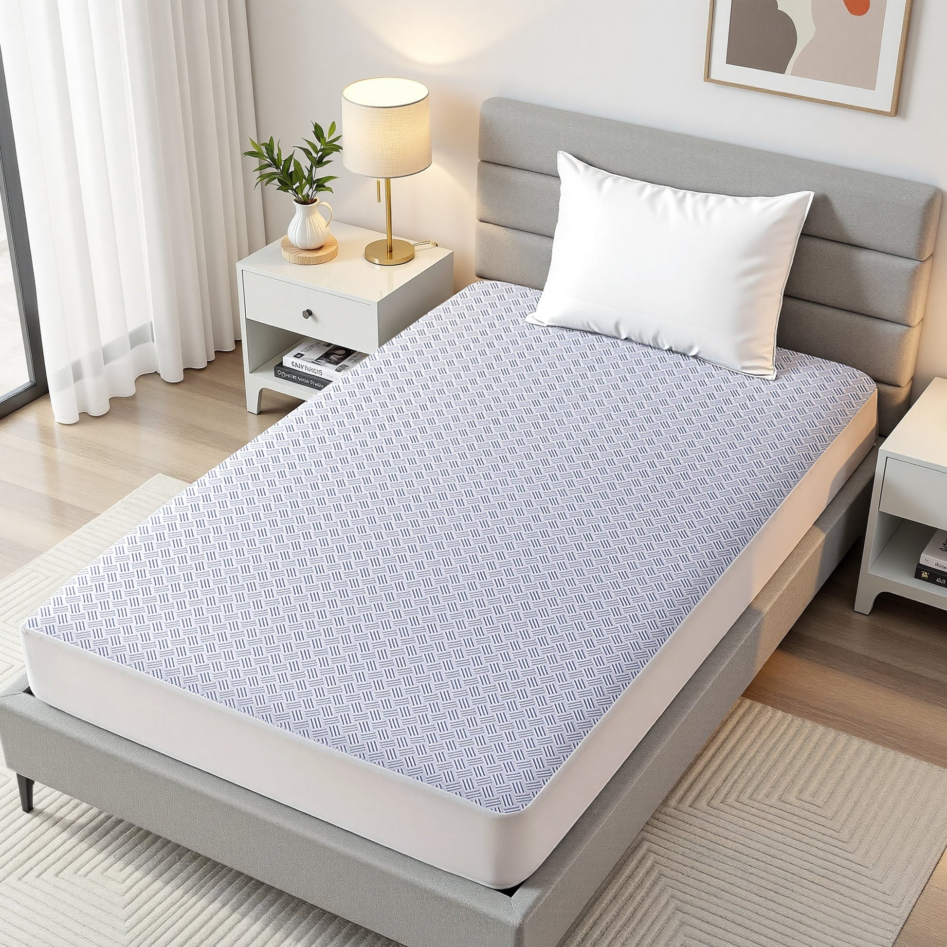 Giselle Cooling Mattress Protector Waterproof Deep Pocket Fitted Cover Single Wahtrends