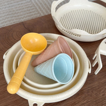 Best Collapsible Beach Bucket for Kids - 7-in-1 Sand Toys Set with Shovel, Rake, and Ice Cream Molds for Toddlers' Beach Sandbox Fun - Wahtrends