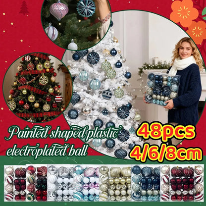 48-Piece Shatterproof Christmas Ornaments Set – Mixed Shapes & Sizes| Premium Tree Decorations - Wahtrends