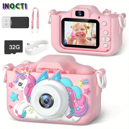 INOCTI Kids Digital Camera for Toddlers - HD Video Photo Toy with Games Shockproof for Ages 3-10 Girls' Boys' Christmas Birthday Gifts - Wahtrends