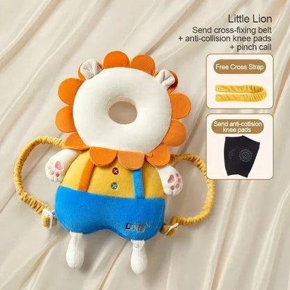 Little Lion baby head protection cushion with cross strap and anti-collision knee pads