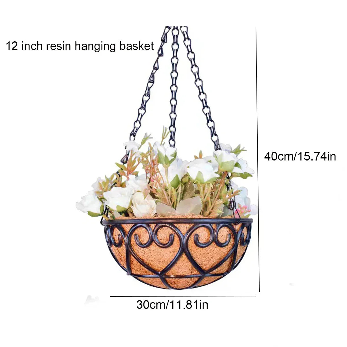 Minimalist Resin Coconut Palm Hanging Basket Flower Pot - Fashionable Lightweight Indoor/Outdoor Hanging Planter for Home Garden Balcony Decor - Wahtrends