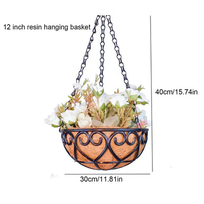 Minimalist Resin Coconut Palm Hanging Basket Flower Pot - Fashionable Lightweight Indoor/Outdoor Hanging Planter for Home Garden Balcony Decor - Wahtrends