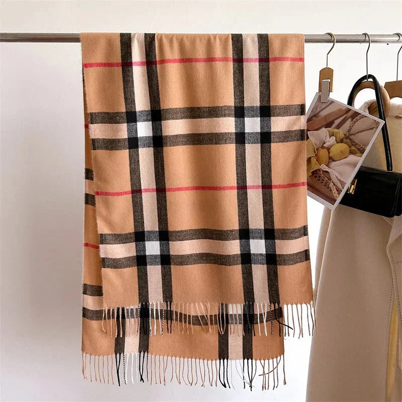 Luxury Plaid Blanket Scarf—Cashmere-Feel Thick Winter Shawl Wrap with Tassels | Unisex Pashmina Style - Wahtrends