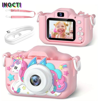 INOCTI Kids Digital Camera for Toddlers - HD Video Photo Toy with Games Shockproof for Ages 3-10 Girls' Boys' Christmas Birthday Gifts - Wahtrends