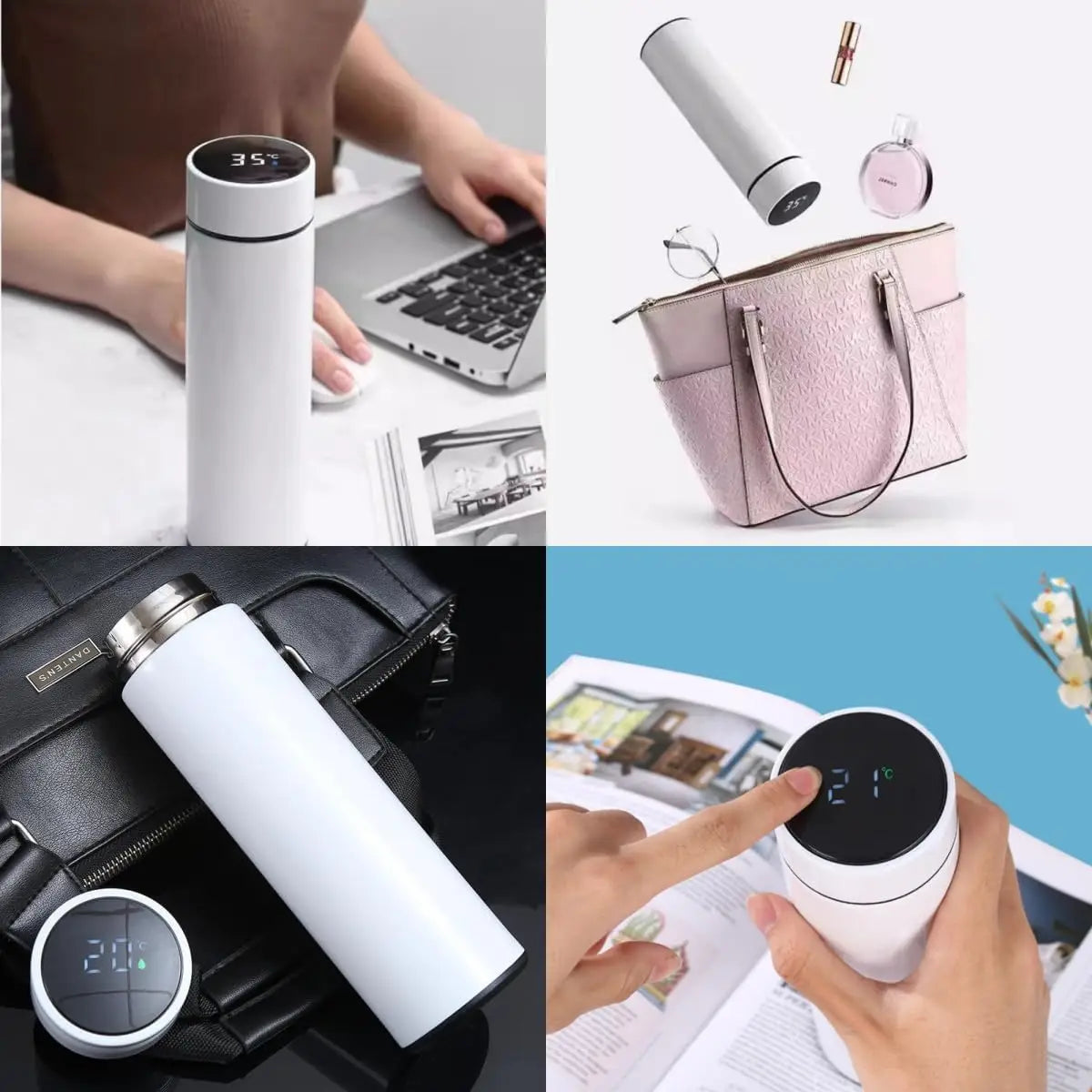 500 ML Temperature Display Thermos Cup - Stainless Steel Vacuum Insulated Bottle with LED for Hot Cold Outdoor - Wahtrends