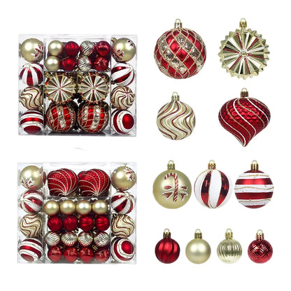 48-Piece Shatterproof Christmas Ornaments Set – Mixed Shapes & Sizes| Premium Tree Decorations - Wahtrends