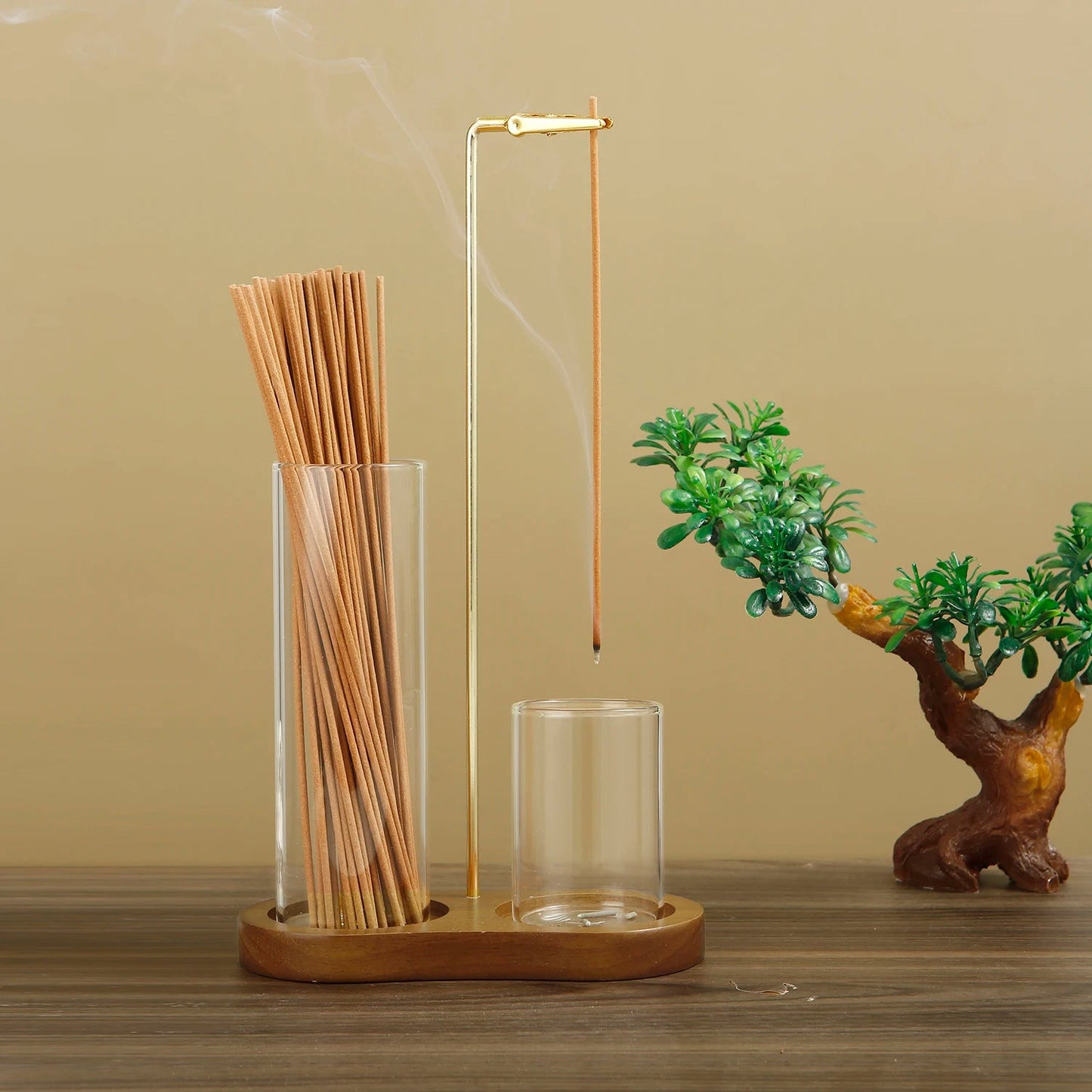 2-in-1 Anti-Ash Incense Holder with Glass Catcher & Stick Organizer AE