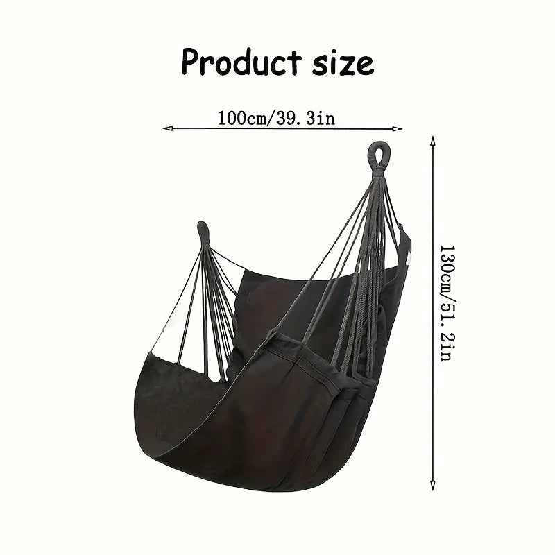 Anti-Rollover Canvas Hammock Chair—Portable Outdoor Swing Seat with Storage Bag AE