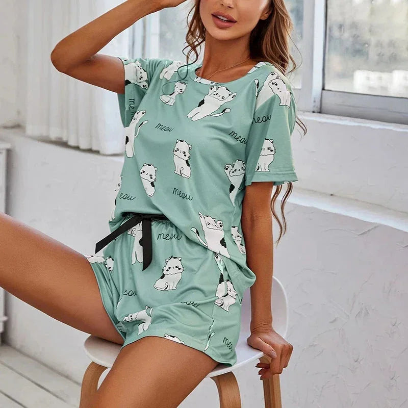 Trending Women's Short Sleeve Pajama Sets—Soft Comfortable Nightwear Top and Pants Loungewear for Sleep and Lounge 2026 Trends - Wahtrends