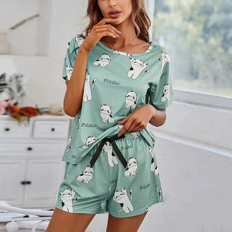 Trending Women's Short Sleeve Pajama Sets—Soft Comfortable Nightwear Top and Pants Loungewear for Sleep and Lounge 2026 Trends - Wahtrends