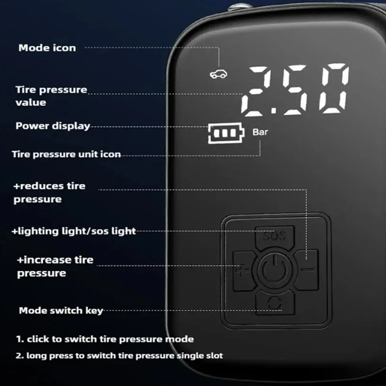 Best Wireless Portable Digital Air Pump | Car Tire Inflator with LCD Display AE