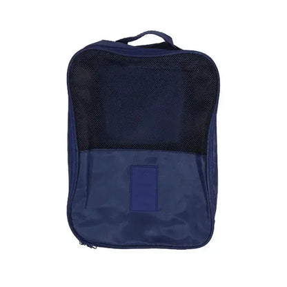navy blue mesh and fabric travel packing cube with zipper and handle