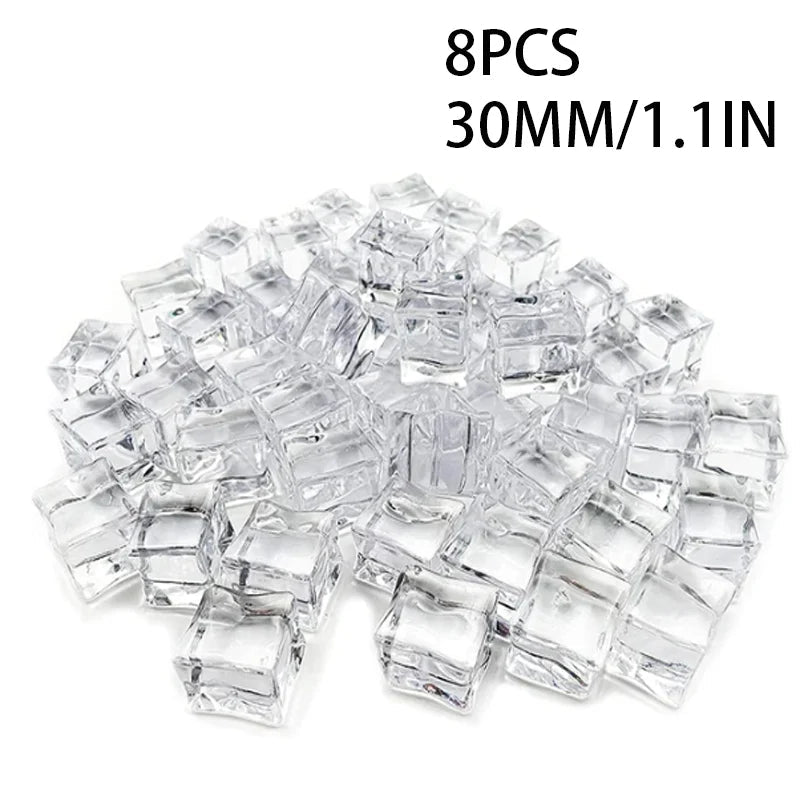 Premium Clear Acrylic Fake Ice Cubes – Reusable Photography & Display Crystals AE