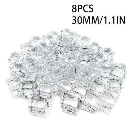 Premium Clear Acrylic Fake Ice Cubes – Reusable Photography & Display Crystals AE