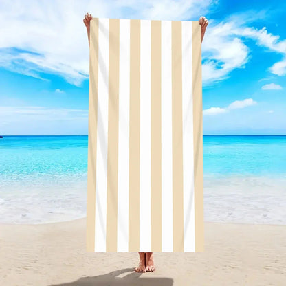 Quick-Dry Microfiber Beach Towel – Oversized 180×90cm Cabana Stripe Bath Sheet | Lightweight Sand-Free Travel Towel - Wahtrends