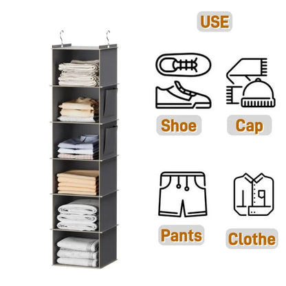 Sag-Free Hanging Wardrobe Storage Unit | Foldable 4-6 Spacious Tiers - Wahtrends