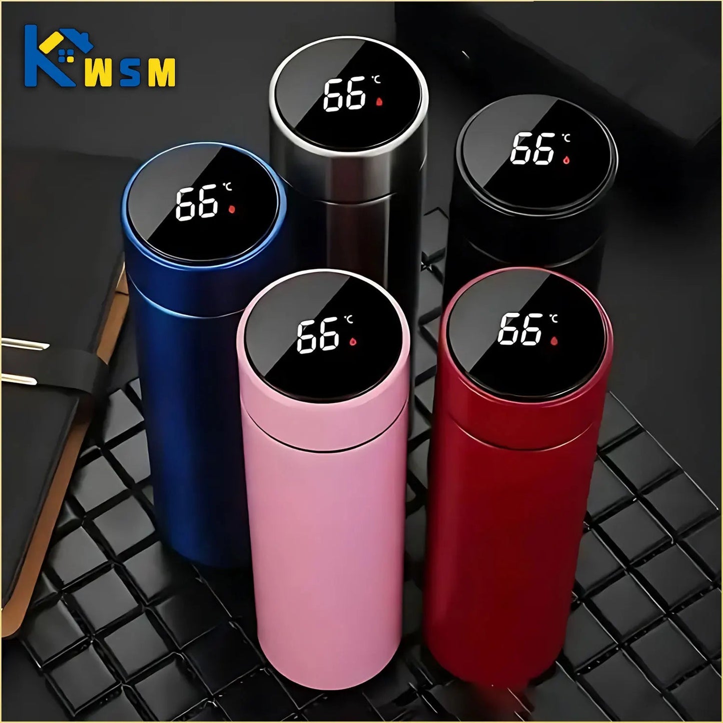500 ML Temperature Display Thermos Cup - Stainless Steel Vacuum Insulated Bottle with LED for Hot Cold Outdoor - Wahtrends
