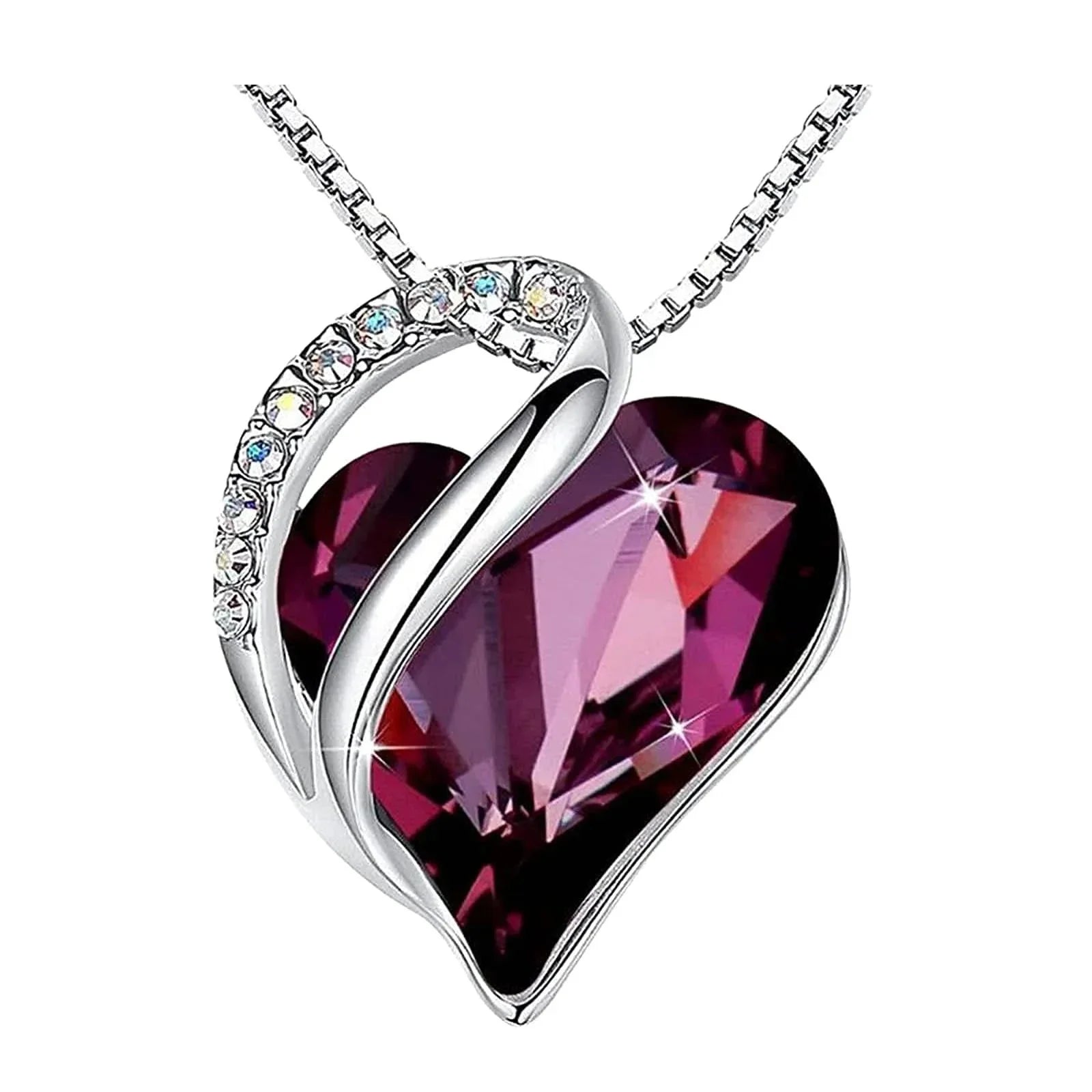 Ocean Heart Crystal Necklace for Women – Multicolored Zircon Love Pendant | Sparkling Fashion Jewelry Gift - Wahtrends