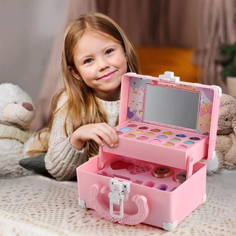 CHUYUN Washable Kids Makeup Kit – Non-Toxic Princess Play Set in Pink Suitcase - Wahtrends