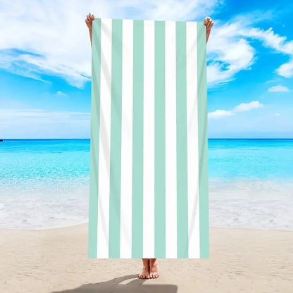 Quick-Dry Microfiber Beach Towel – Oversized 180×90cm Cabana Stripe Bath Sheet | Lightweight Sand-Free Travel Towel - Wahtrends