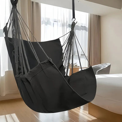 Anti-Rollover Canvas Hammock Chair—Portable Outdoor Swing Seat with Storage Bag AE