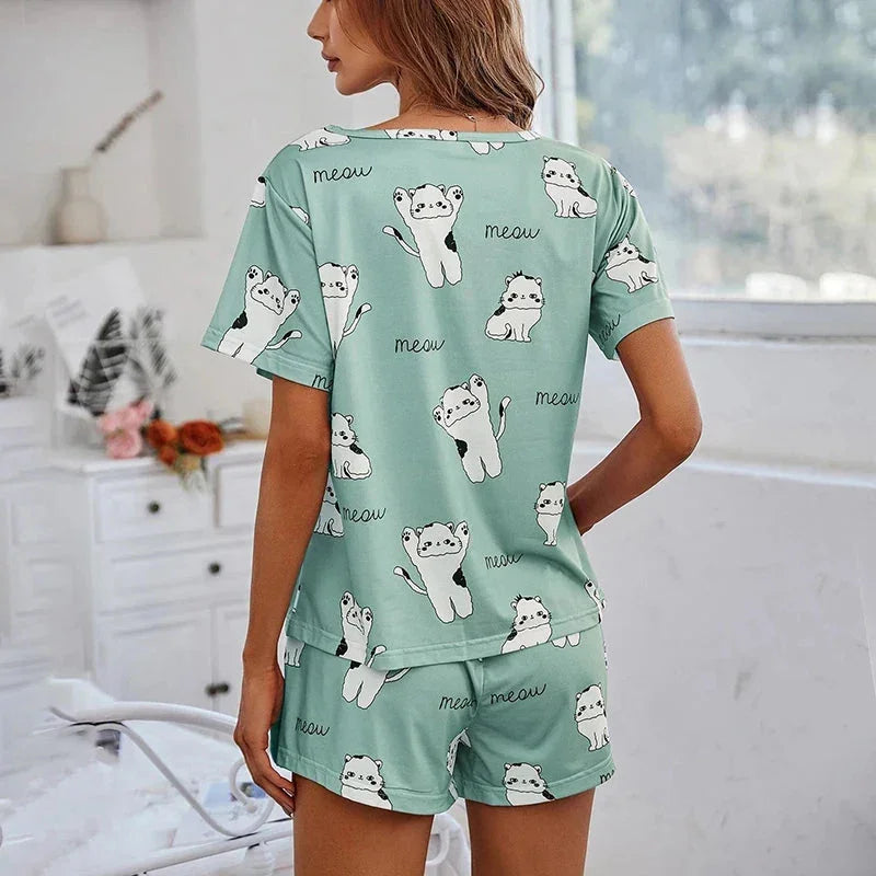 Trending Women's Short Sleeve Pajama Sets—Soft Comfortable Nightwear Top and Pants Loungewear for Sleep and Lounge 2026 Trends - Wahtrends
